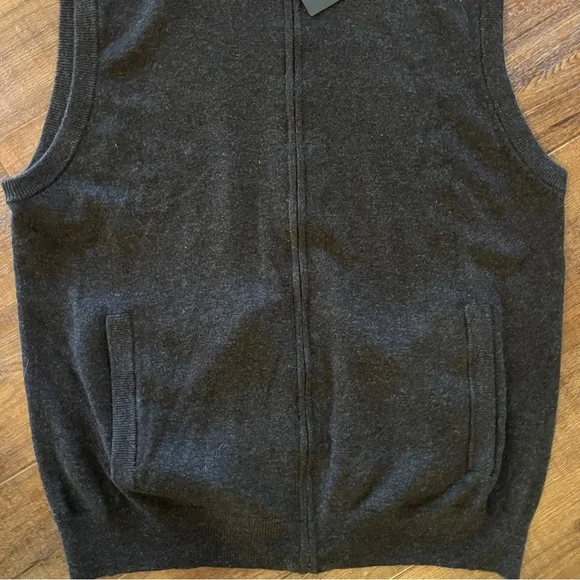 Dunning Golf Merino Wool Cashmere Full Zip Front Sweater Vest Black Size XL